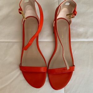 Stuart Weitzman - Dark Melon/Orange Flat Sandel with Ankle Strap - 9 1/2 B